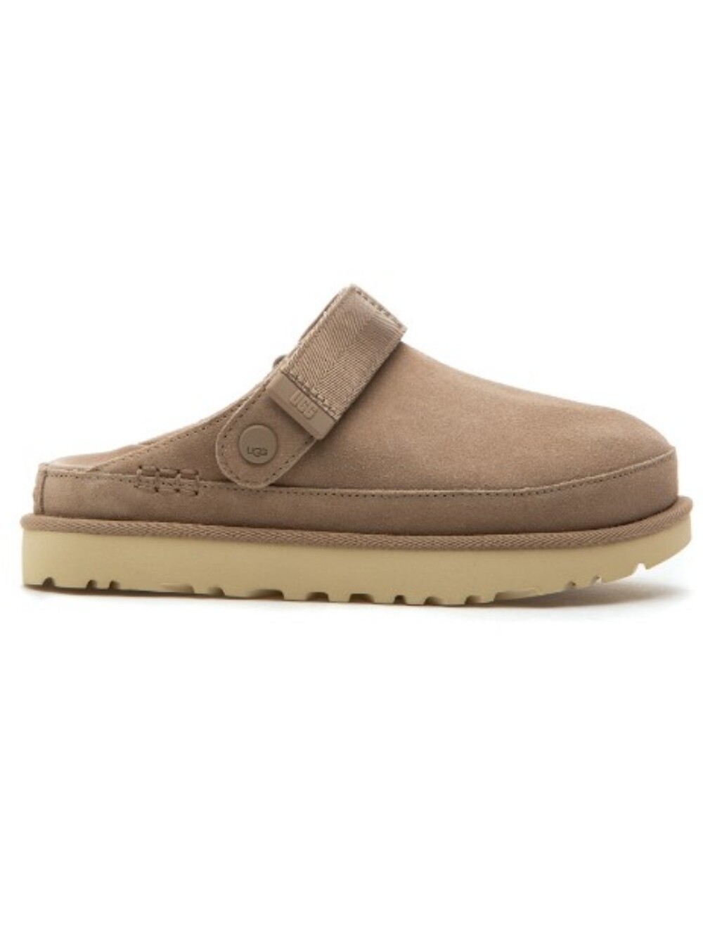 UGG Grey Brown Suede Goldenstar Slip-On Clogs - Picture 4 of 11